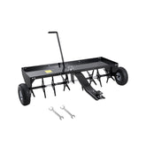 Tow Behind Plug Aerator, 48-Inch Tow Behind Lawn Plug Aerator with Universal Hitch, Pull Behind Aerator with Iron Spikes Alternately Arranged, Lawn Aerator Tow Behind for Gardens, Lawns, Farms